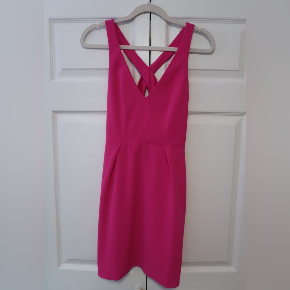 Amanda Uprichard Petit pink cross back mini dress